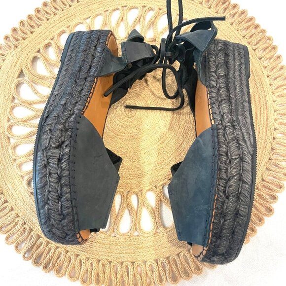 Naguisa Limolita Espadrilles Sandals Black Suede Size EU 37 - Picture 7 of 10